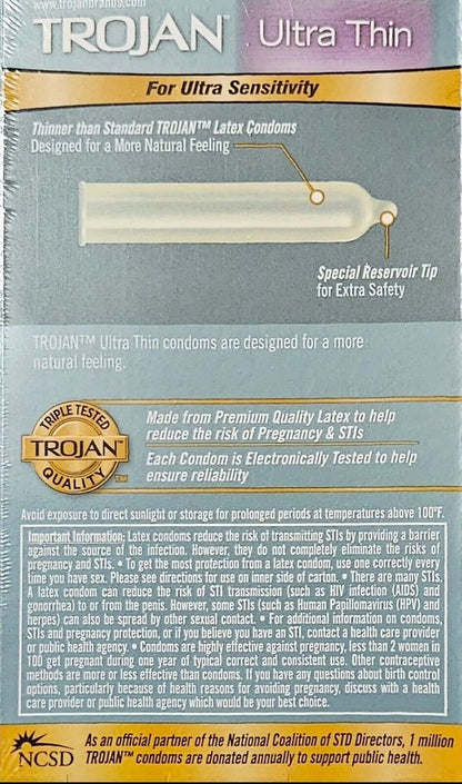 Trojan 12ct  Condom Ultra Sensitivity Ultra Thin Lubricated