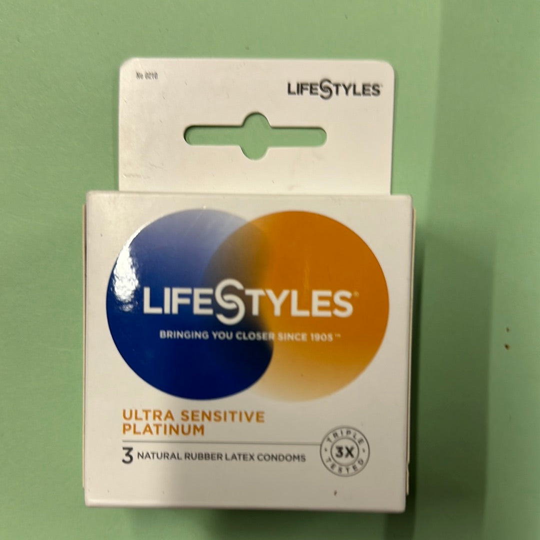 Lifestyles, three pack, natural, rubber, latex condoms