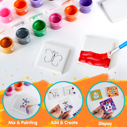 24 Magnetic Mini Tiles Art Kit, DIY Paint, Arts & Crafts for Kids