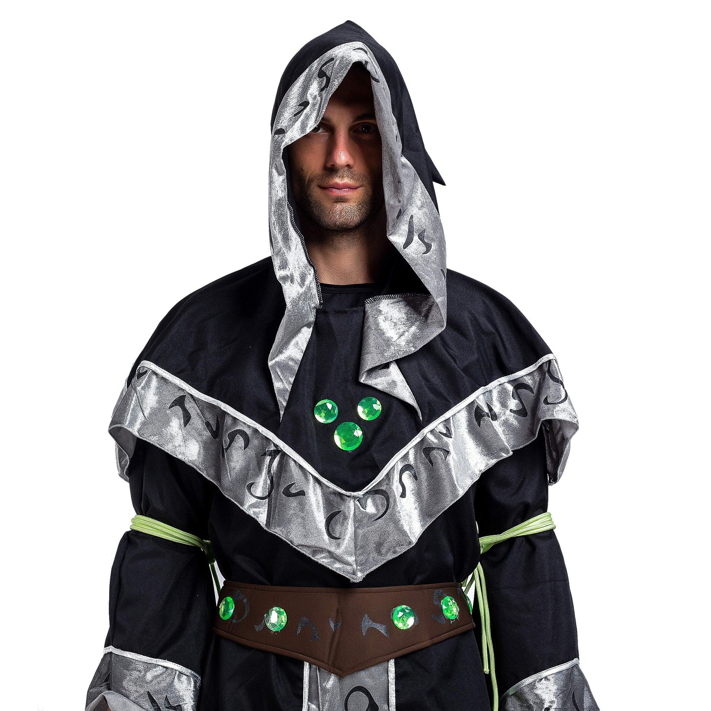 Adult Mystical Sorcerer Medieval Warlock w/ Glow Arm Halloween Cosplay Costumes