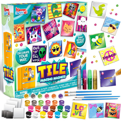 24 Magnetic Mini Tiles Art Kit, DIY Paint, Arts & Crafts for Kids