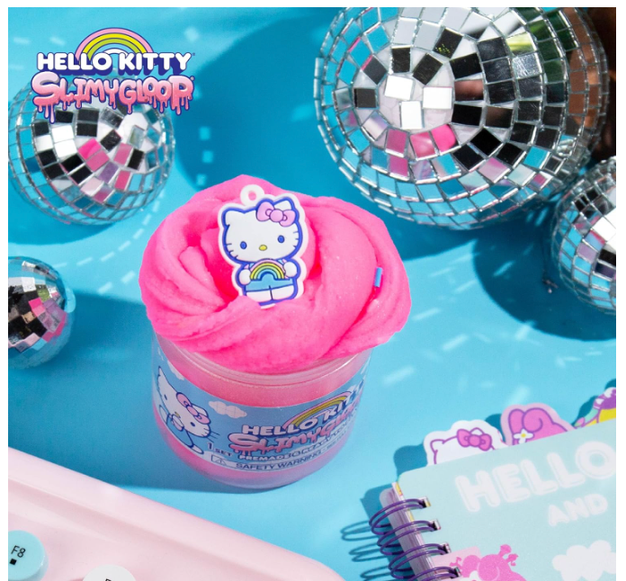 Hello Kitty SLIMYGLOOP, 8 oz. Pink Crystal Slime, Vanilla Scented with Sprinkles, Pearls & Hello Kitty Charm